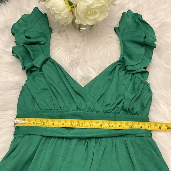 Lulus Green Sweetheart Neck Flutter Sleeve Mini Dress Size M - Picture 6 of 11